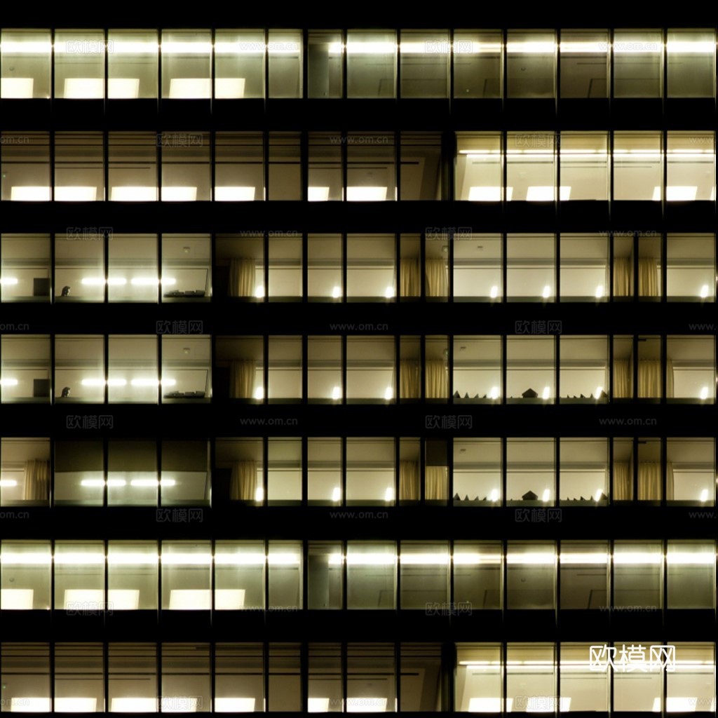 夜晚办公室窗户 外景 夜景