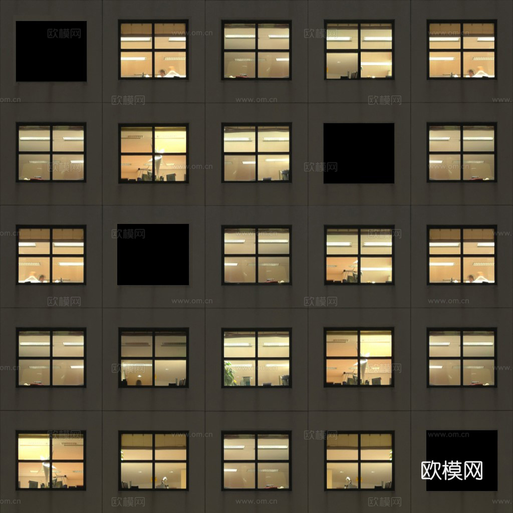 夜晚办公室窗户 外景 夜景