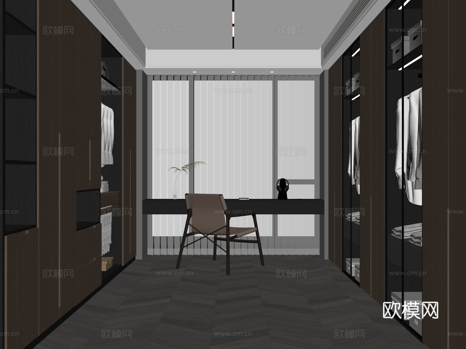 意式衣帽间 衣柜 衣服服饰su模型