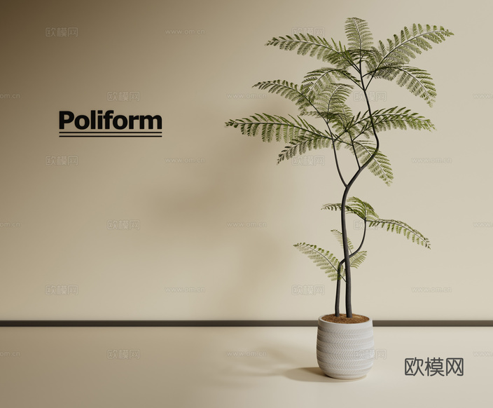 现代绿植盆栽3d模型下载