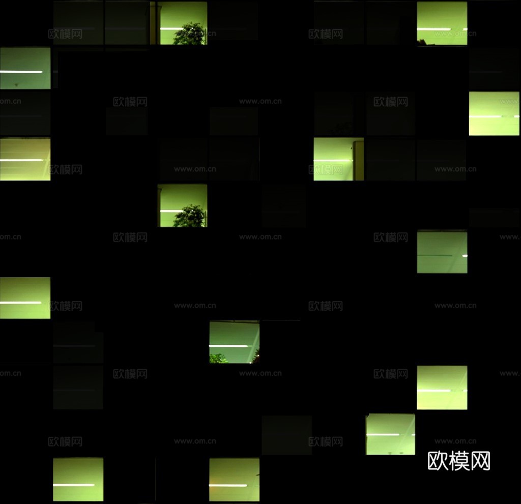 夜晚办公室窗户 外景 夜景