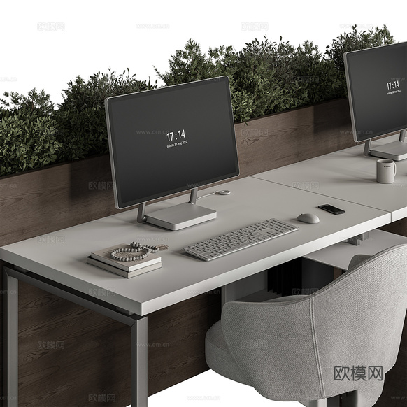 现代意式办公桌椅3d模型下载(渲染图3)