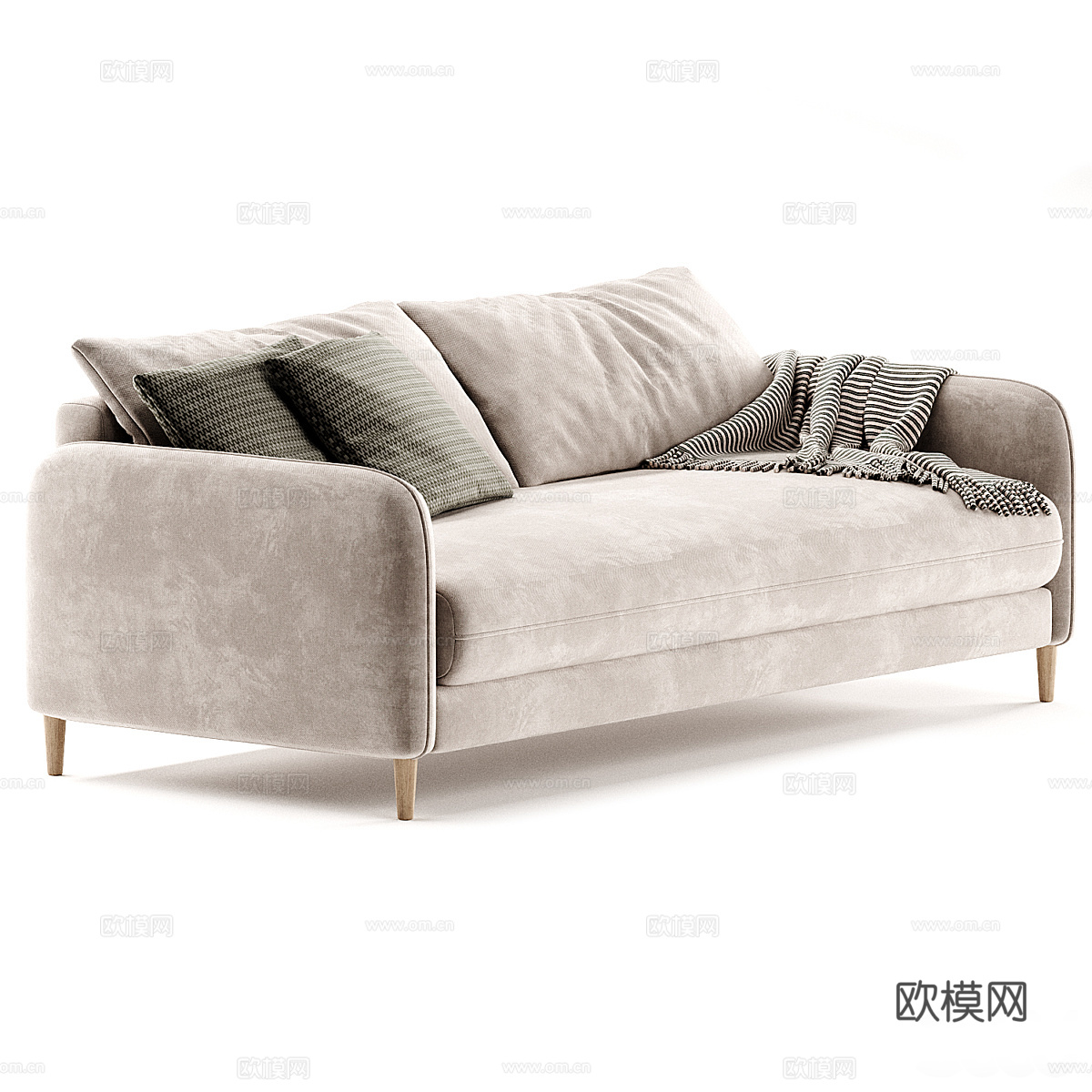 现代北欧布艺休闲沙发3d模型