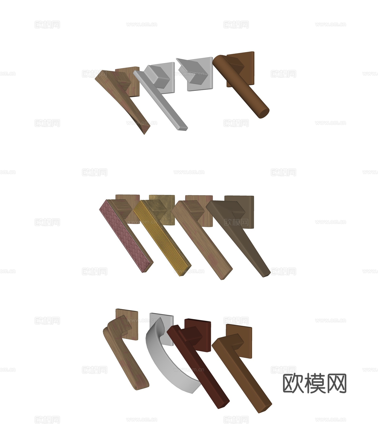 现代轻奢门把手 门拉手su模型
