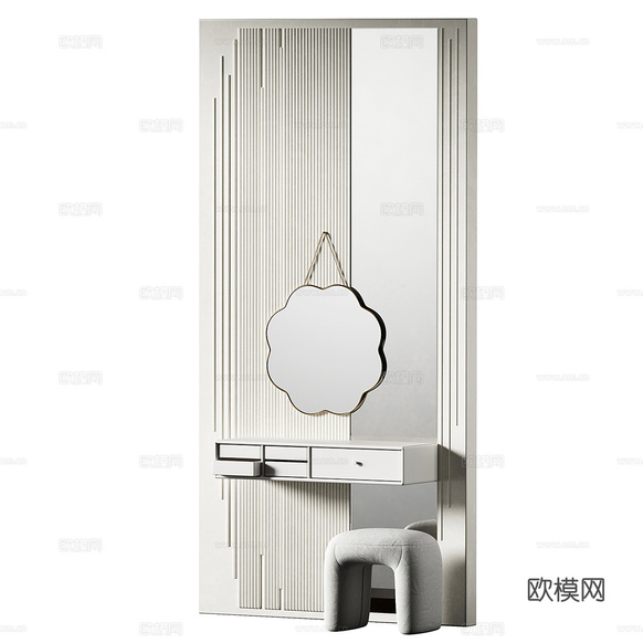 新中式轻奢梳妆台3d模型下载(渲染图5)
