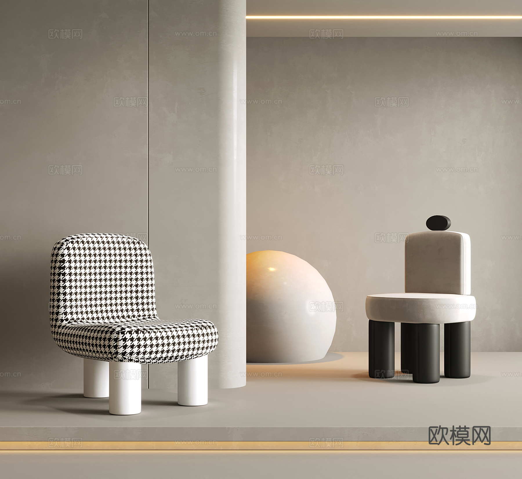 现代椅子 儿童椅子 布艺 单椅su模型