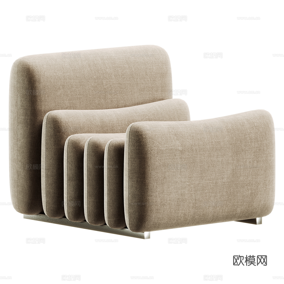 现代意式布艺沙发椅3d模型