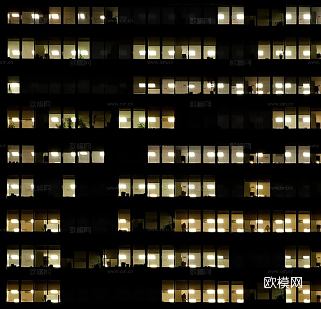 夜晚办公室窗户 外景 夜景