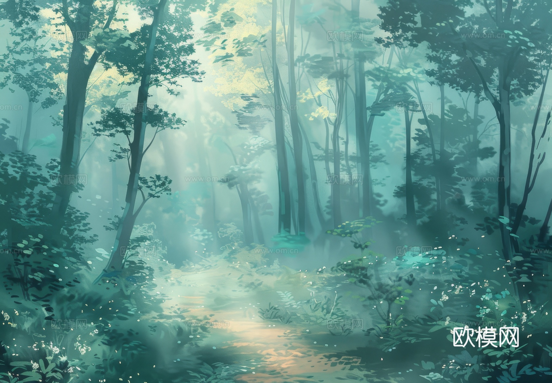 欧式田园热带雨林棕榈植物壁纸壁画