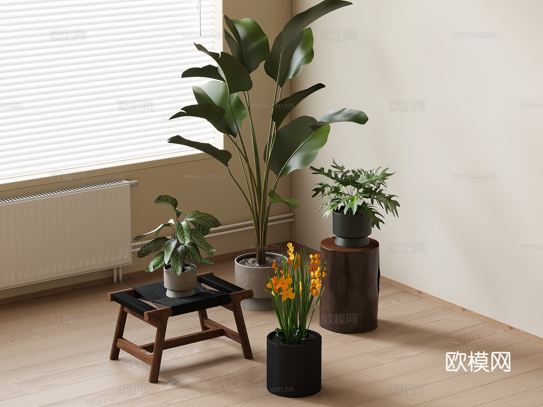 绿植盆栽 现代绿植 花盆 盆栽 落地盆栽su模型