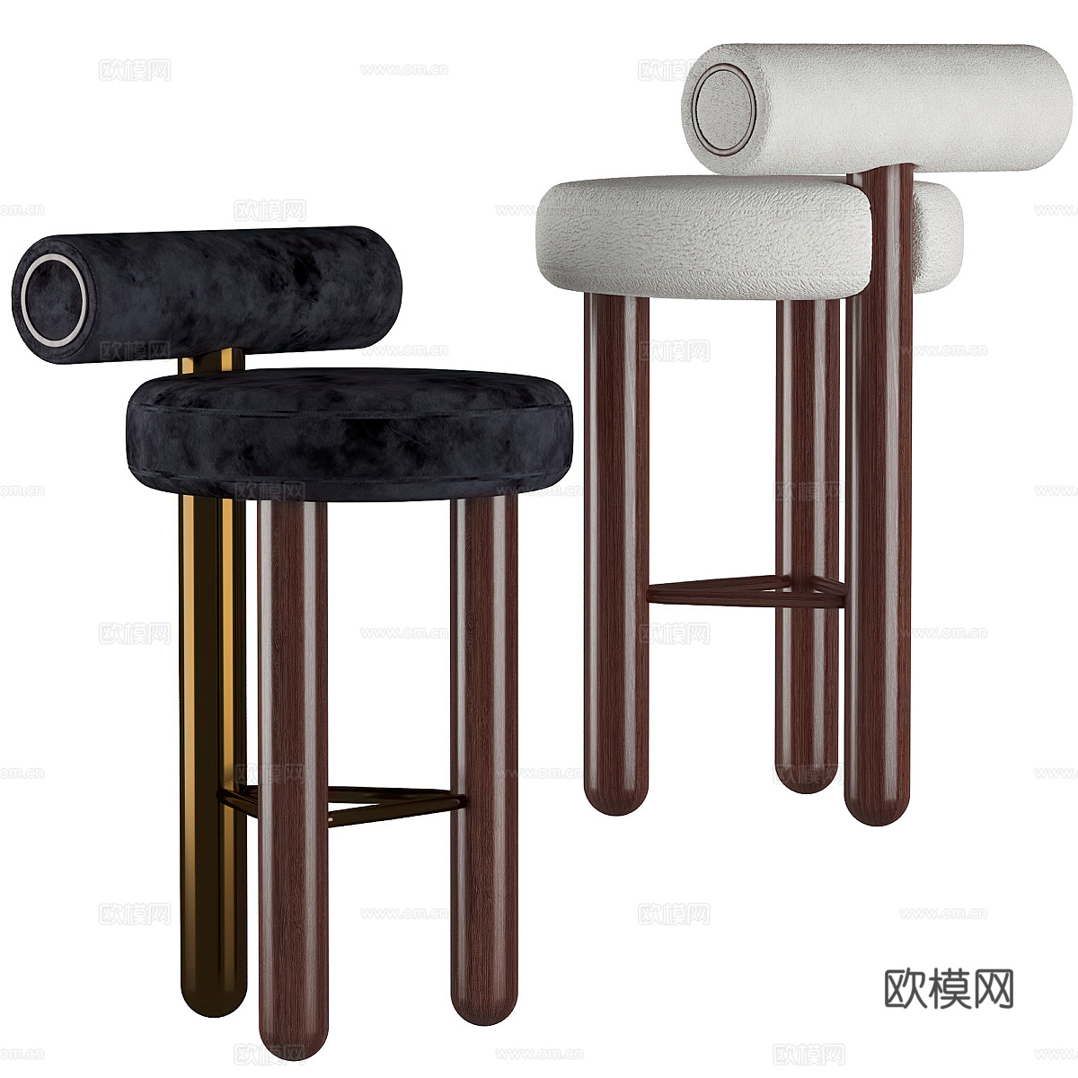 现代意式轻奢吧台椅3d模型