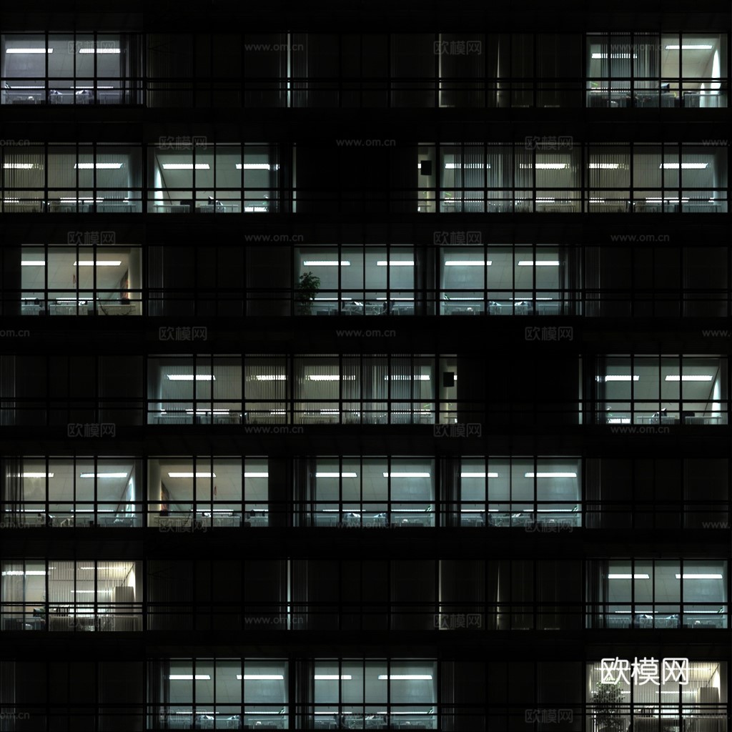 夜晚办公室窗户 外景 夜景