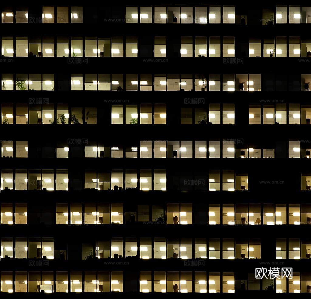 夜晚办公室窗户 外景 夜景