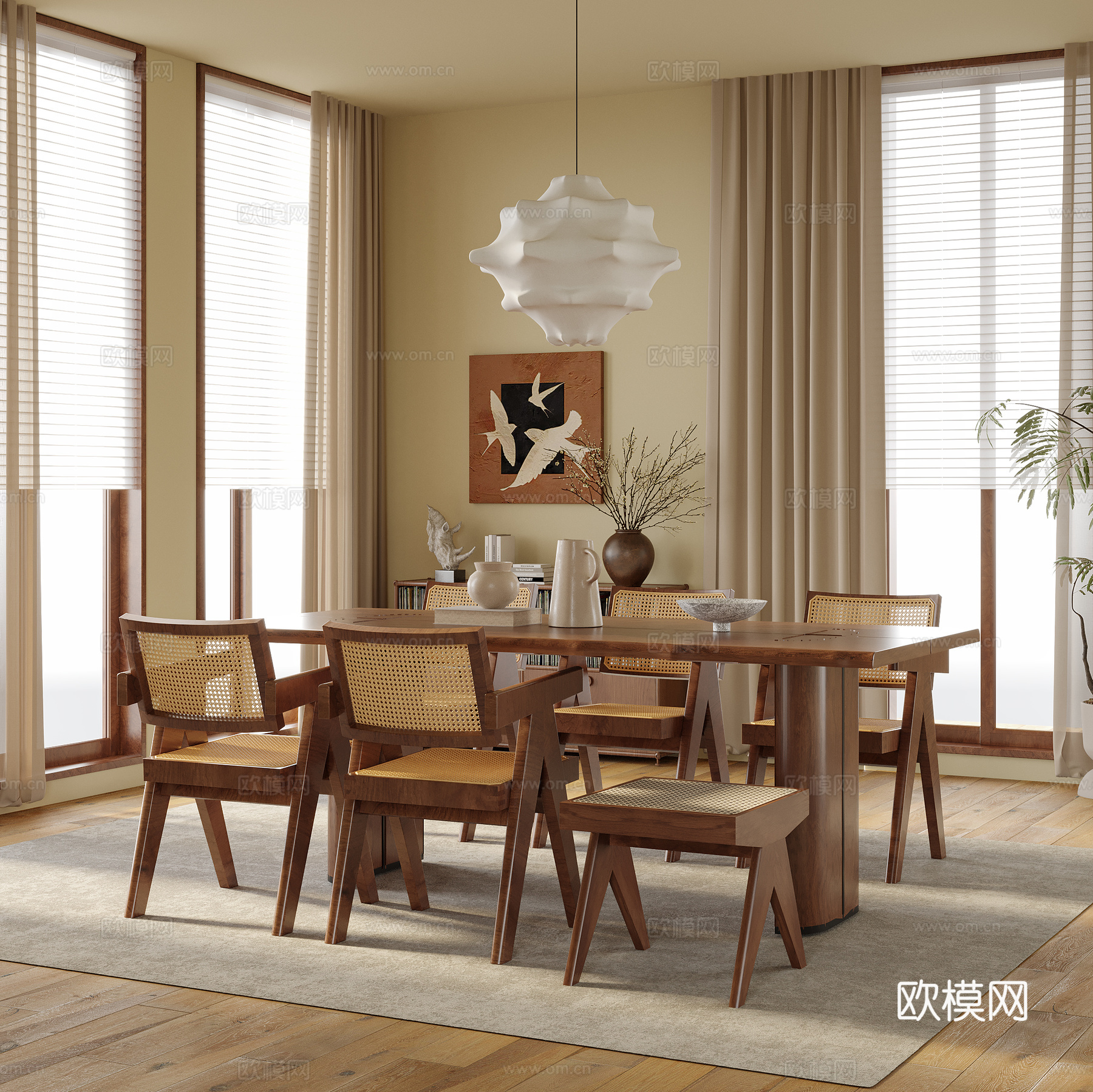 现代餐厅 餐桌椅 餐椅su模型