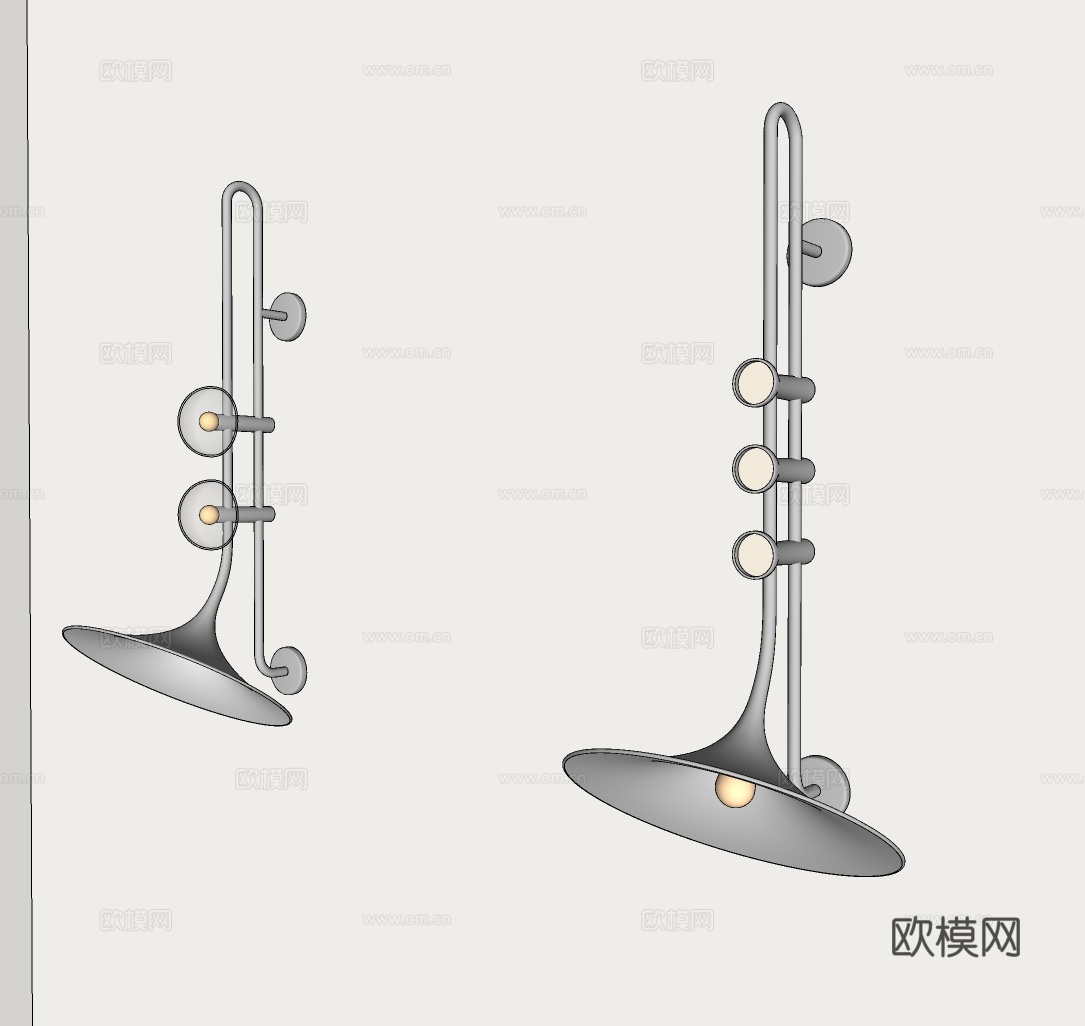 复古壁灯 现代喇叭壁灯 创意萨克斯壁灯 背景装饰壁灯 咖啡厅su模型