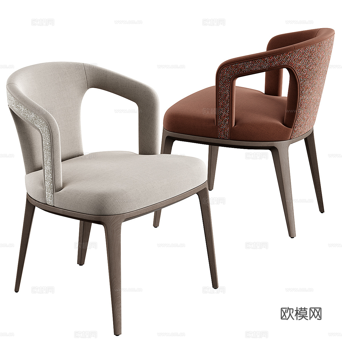 新中式轻奢餐桌椅3d模型