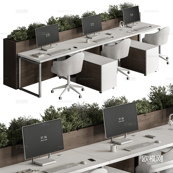 现代意式办公桌椅3d模型下载(渲染图1)