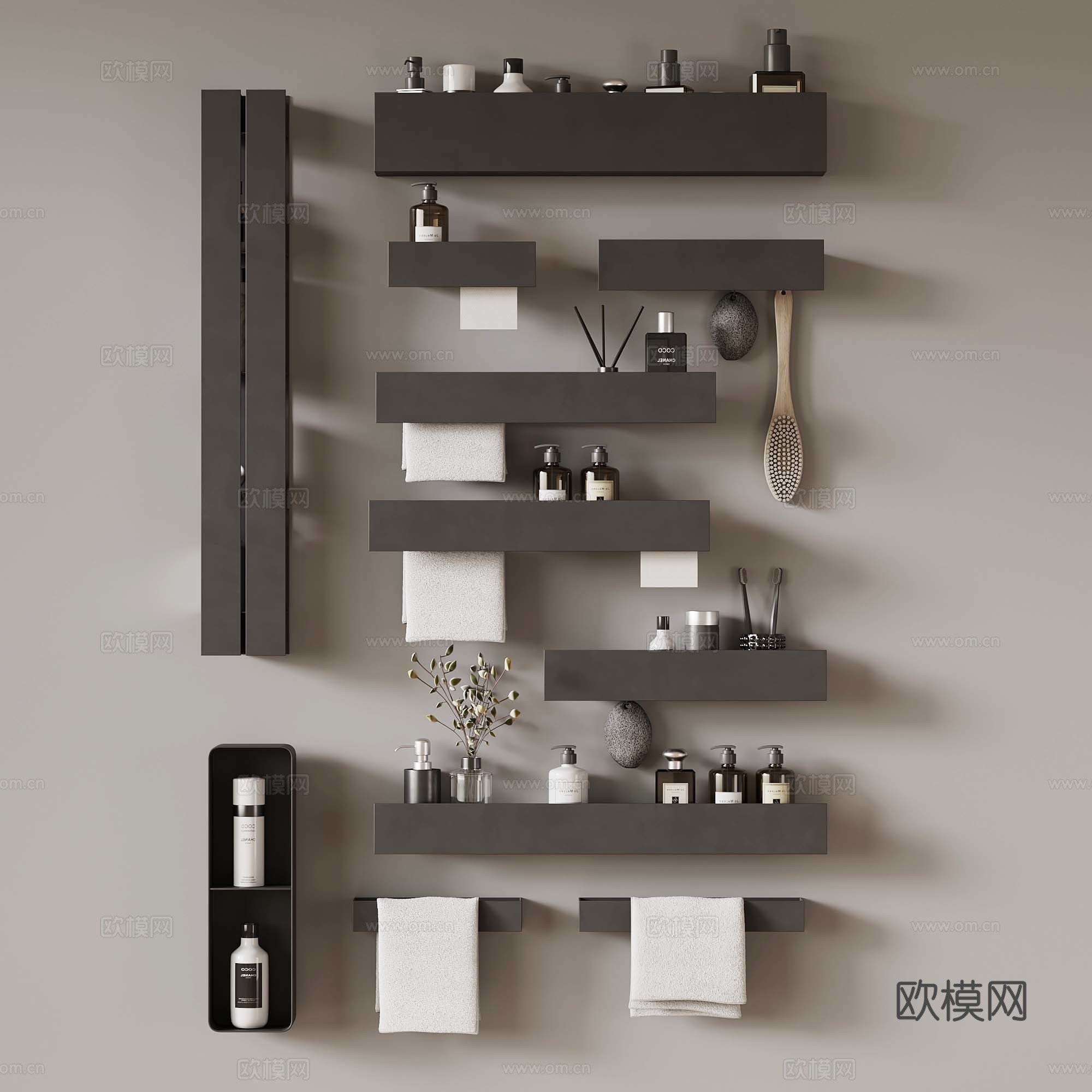 现代卫浴小件 毛巾架 置物架3d模型
