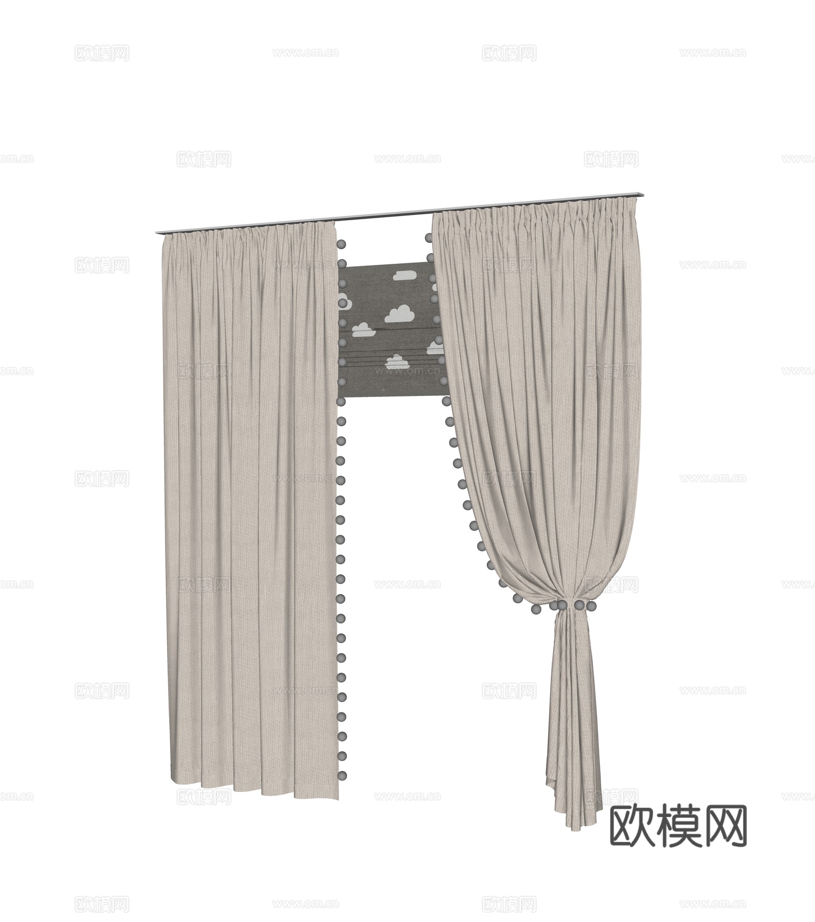 现代窗帘集合su模型