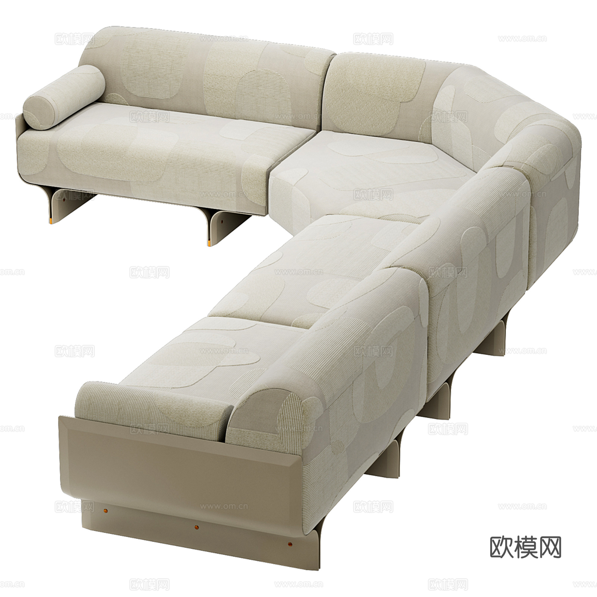 现代轻奢转角沙发3d模型