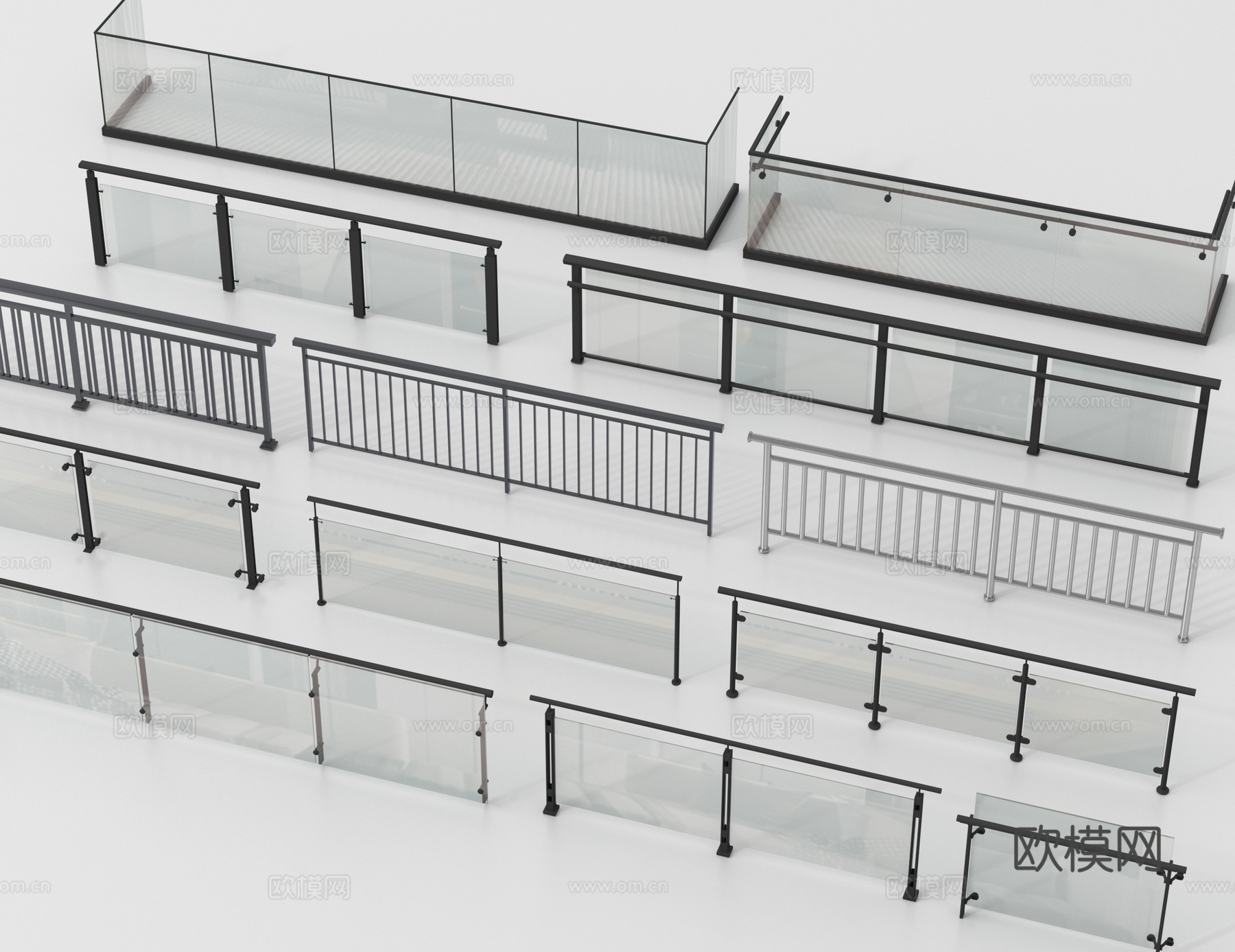 玻璃栏杆 围栏 护栏 栅栏3d模型