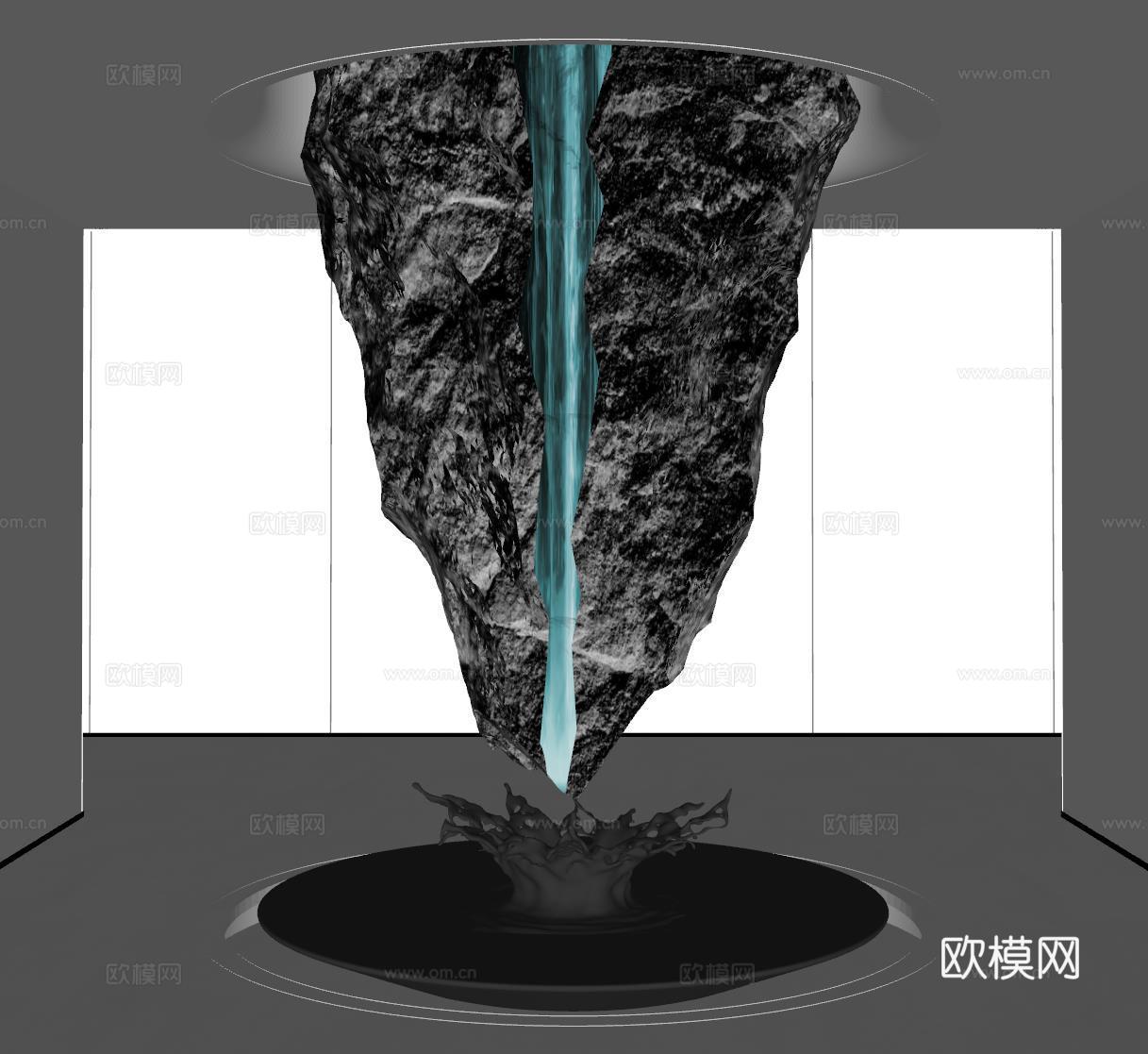 现代艺术装置 石头装置 悬浮石装置 石头雕塑su模型