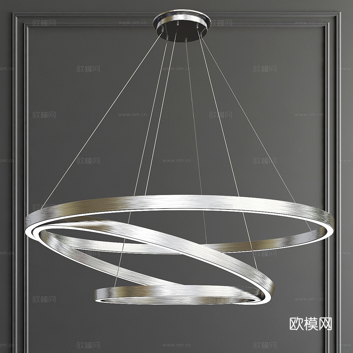 现代轻奢圆环装饰吊灯3d模型