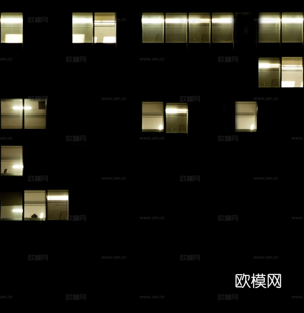 夜晚办公室窗户 外景 夜景