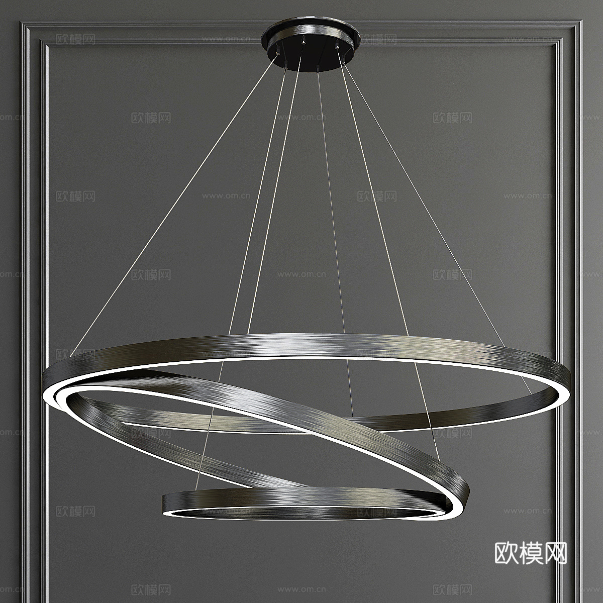 现代轻奢圆环装饰吊灯3d模型