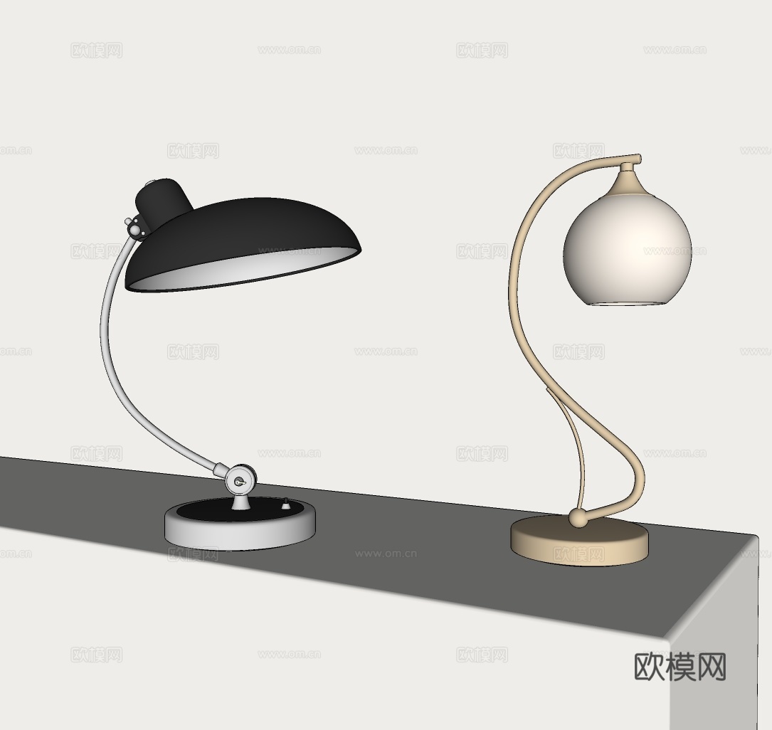 北欧台灯 中古台灯 现代台灯 复古台灯su模型