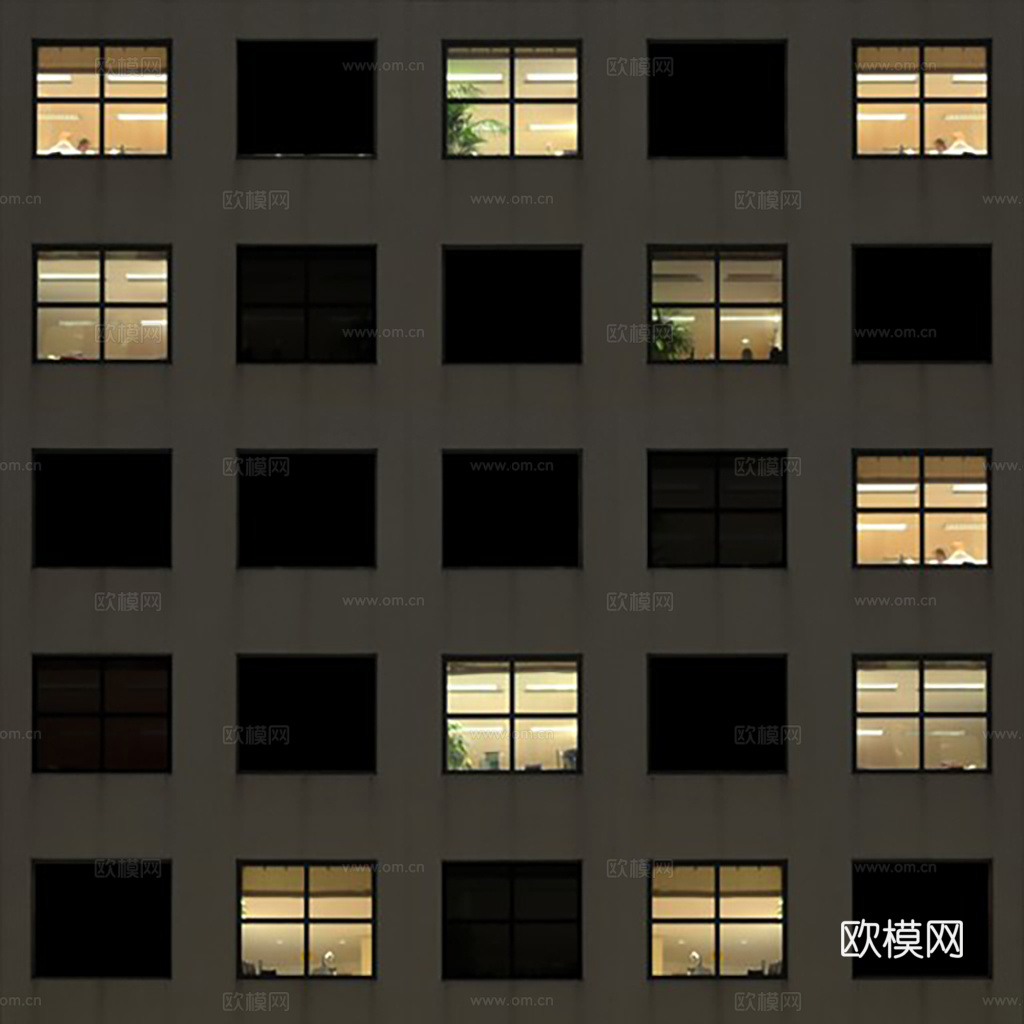 夜晚办公室窗户 外景 夜景