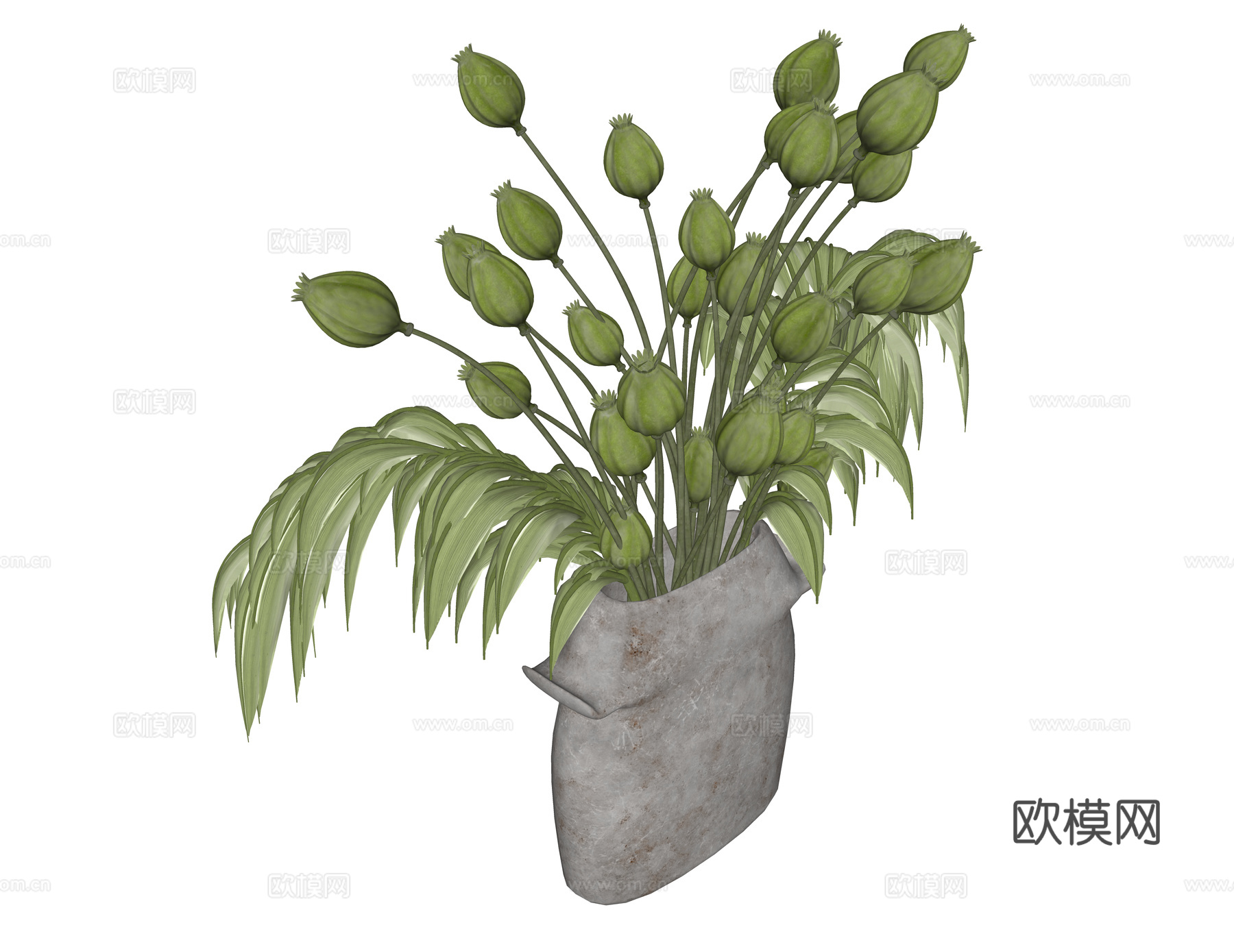 现代花艺摆件 绿植摆件 植物盆栽 花瓶su模型