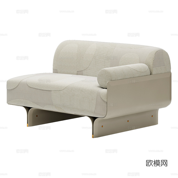 现代单人沙发3d模型下载(渲染图1)