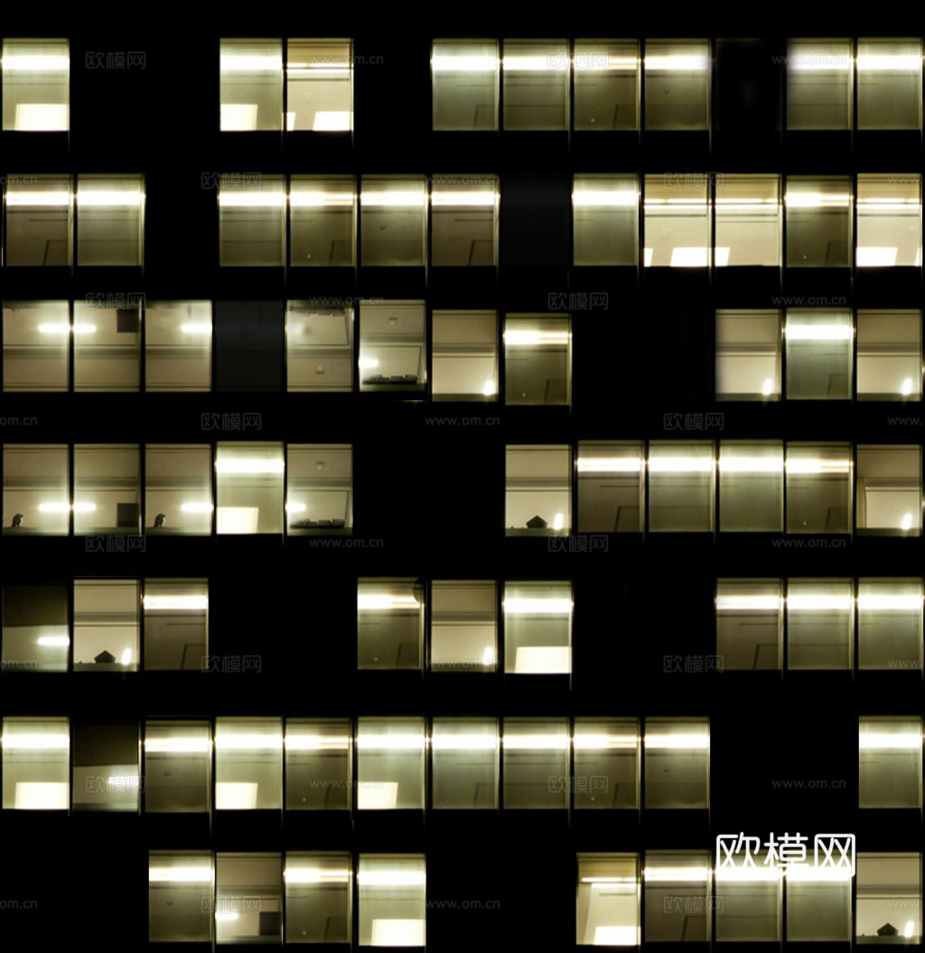 夜晚办公室窗户 外景 夜景