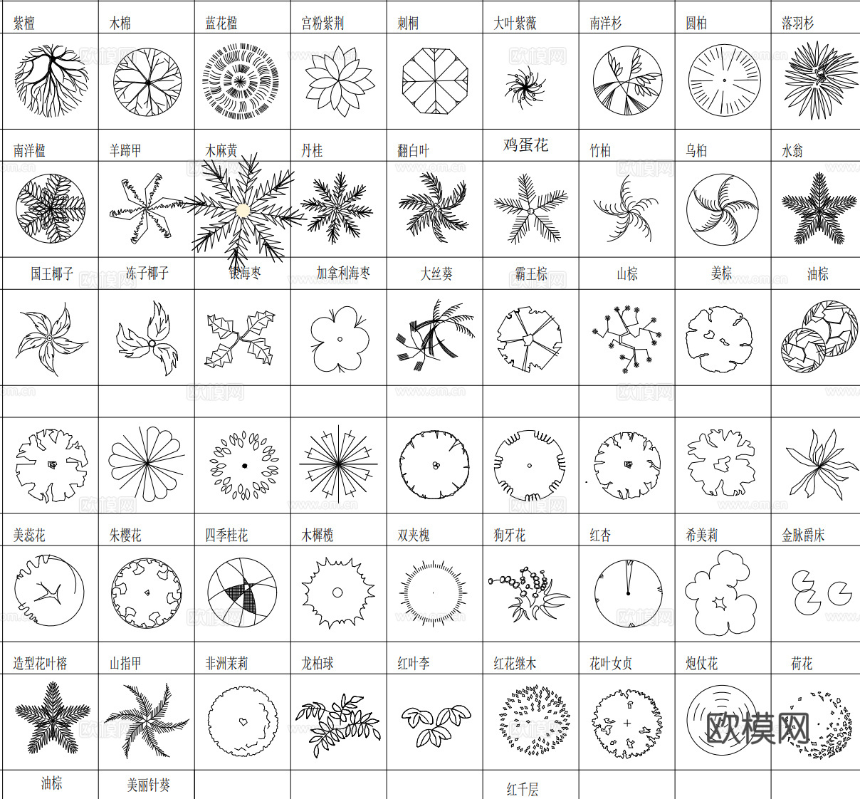 植物平面图块合辑2025cad施工图