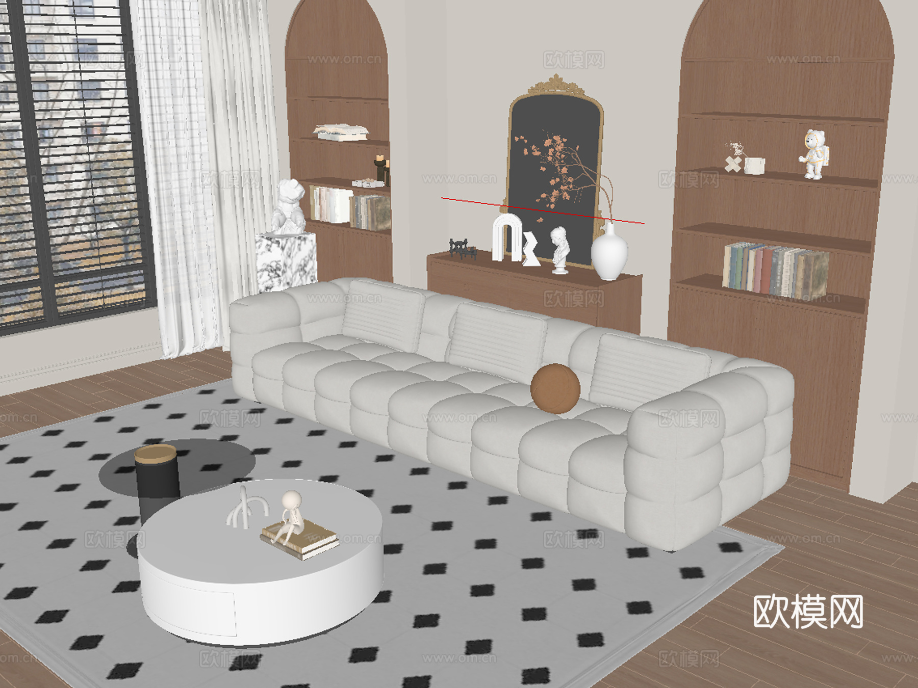 中古风沙发茶几su模型