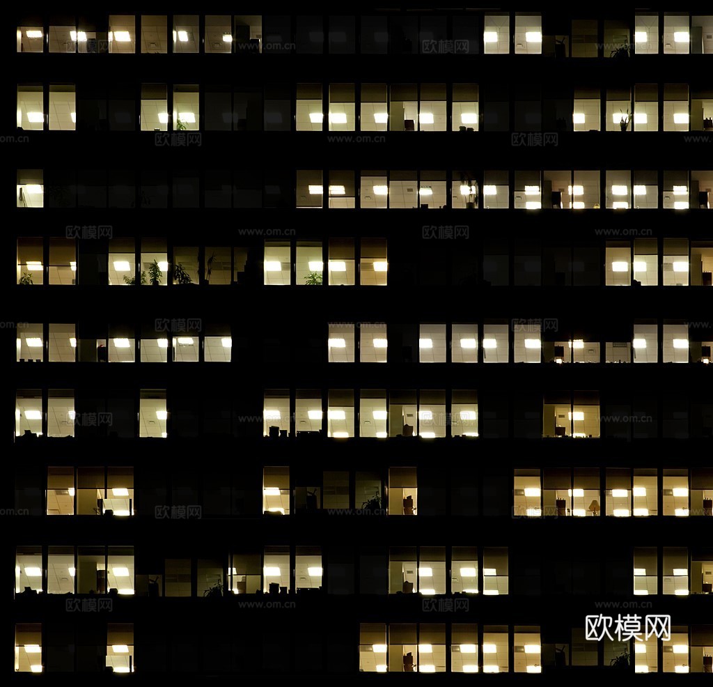 夜晚办公室窗户 外景 夜景
