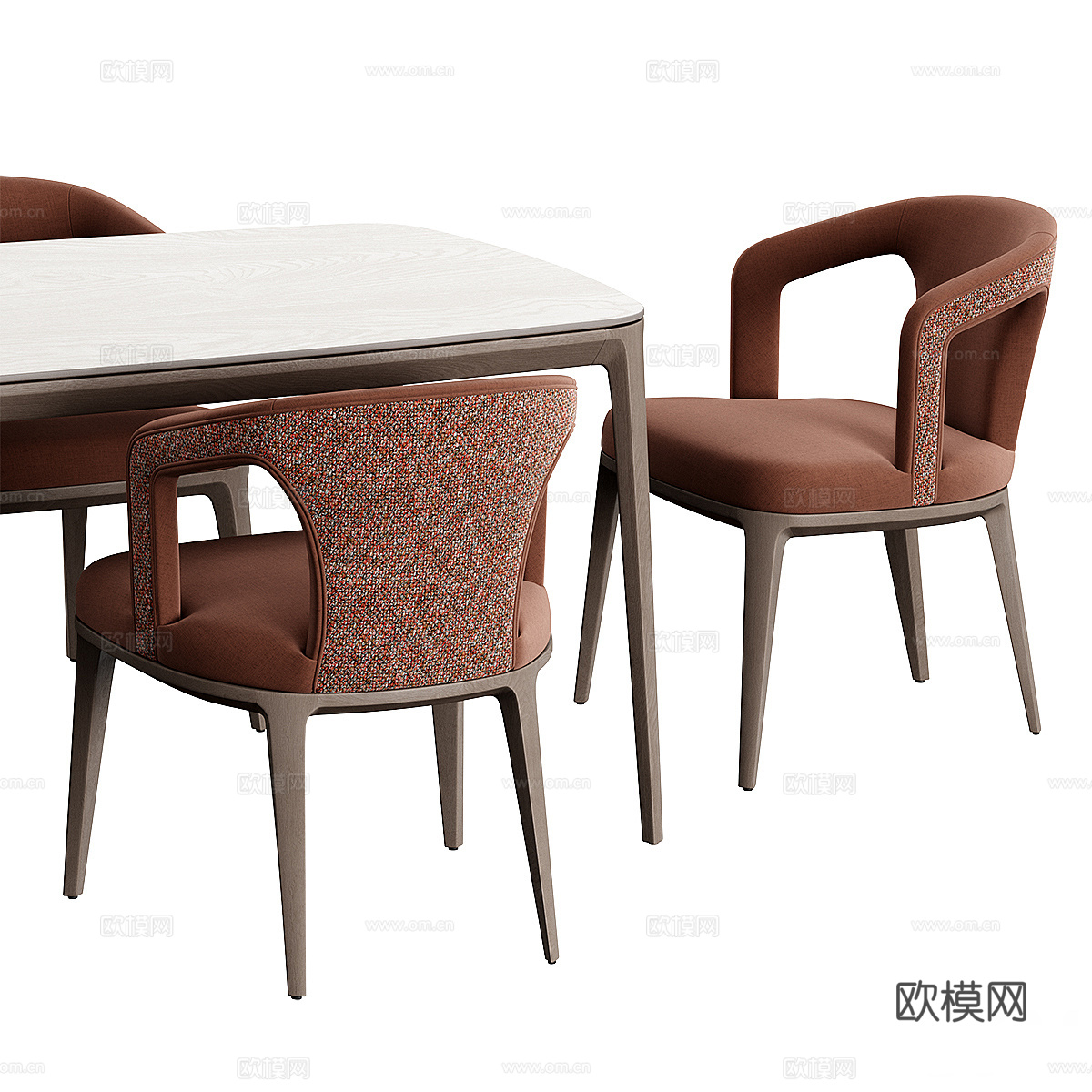 新中式轻奢餐桌椅3d模型