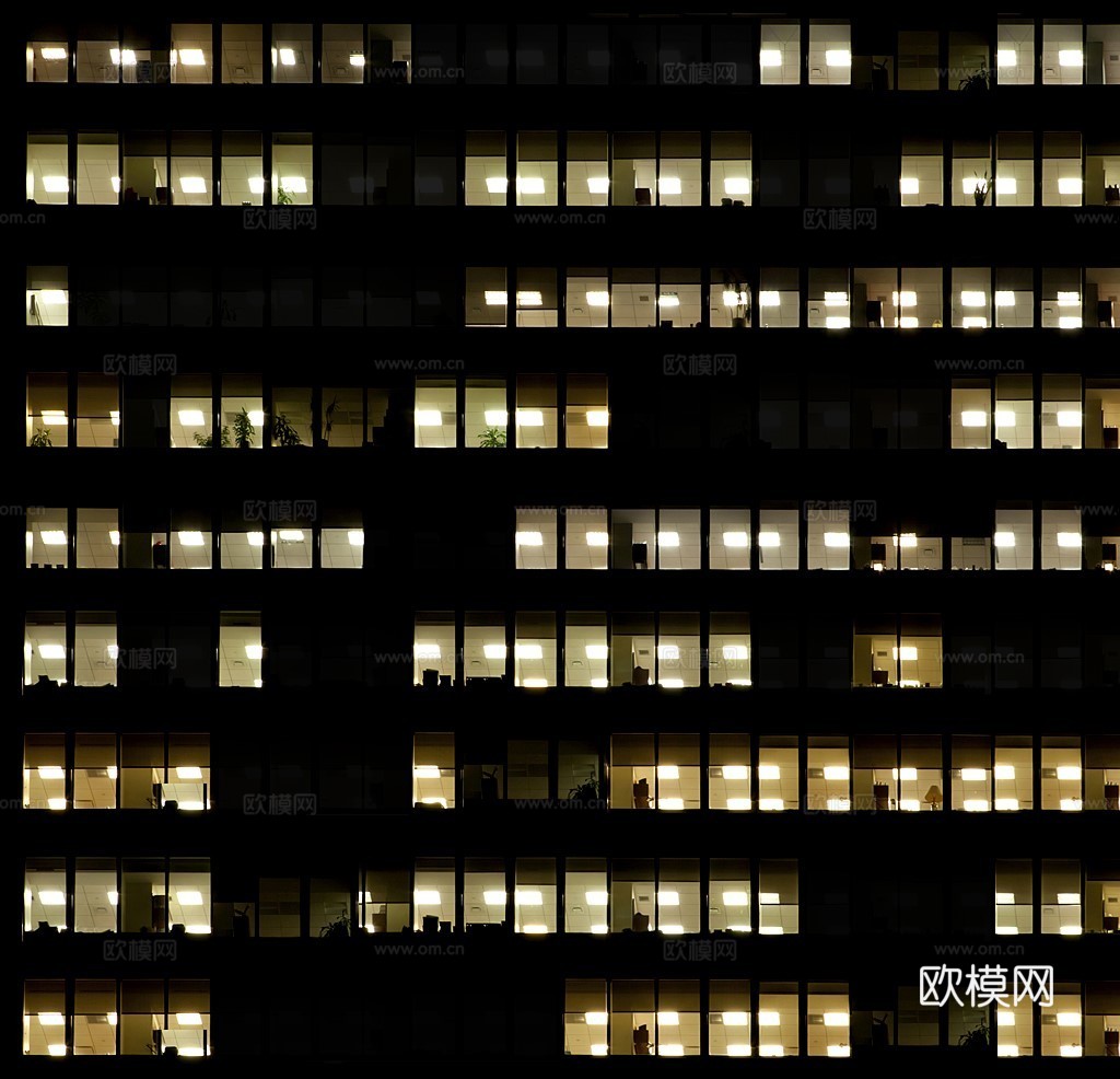 夜晚办公室窗户 外景 夜景