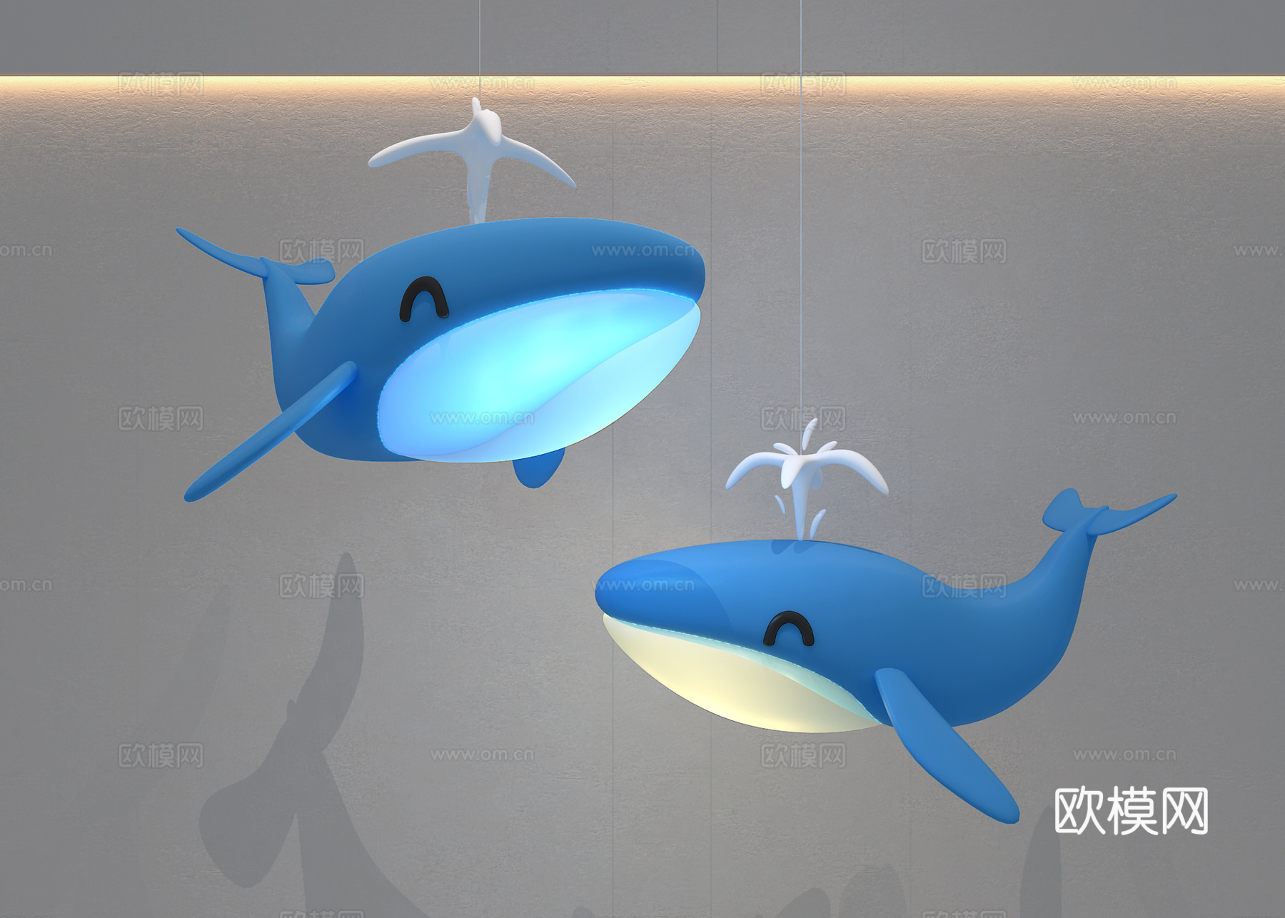 鲸鱼吊灯3d模型