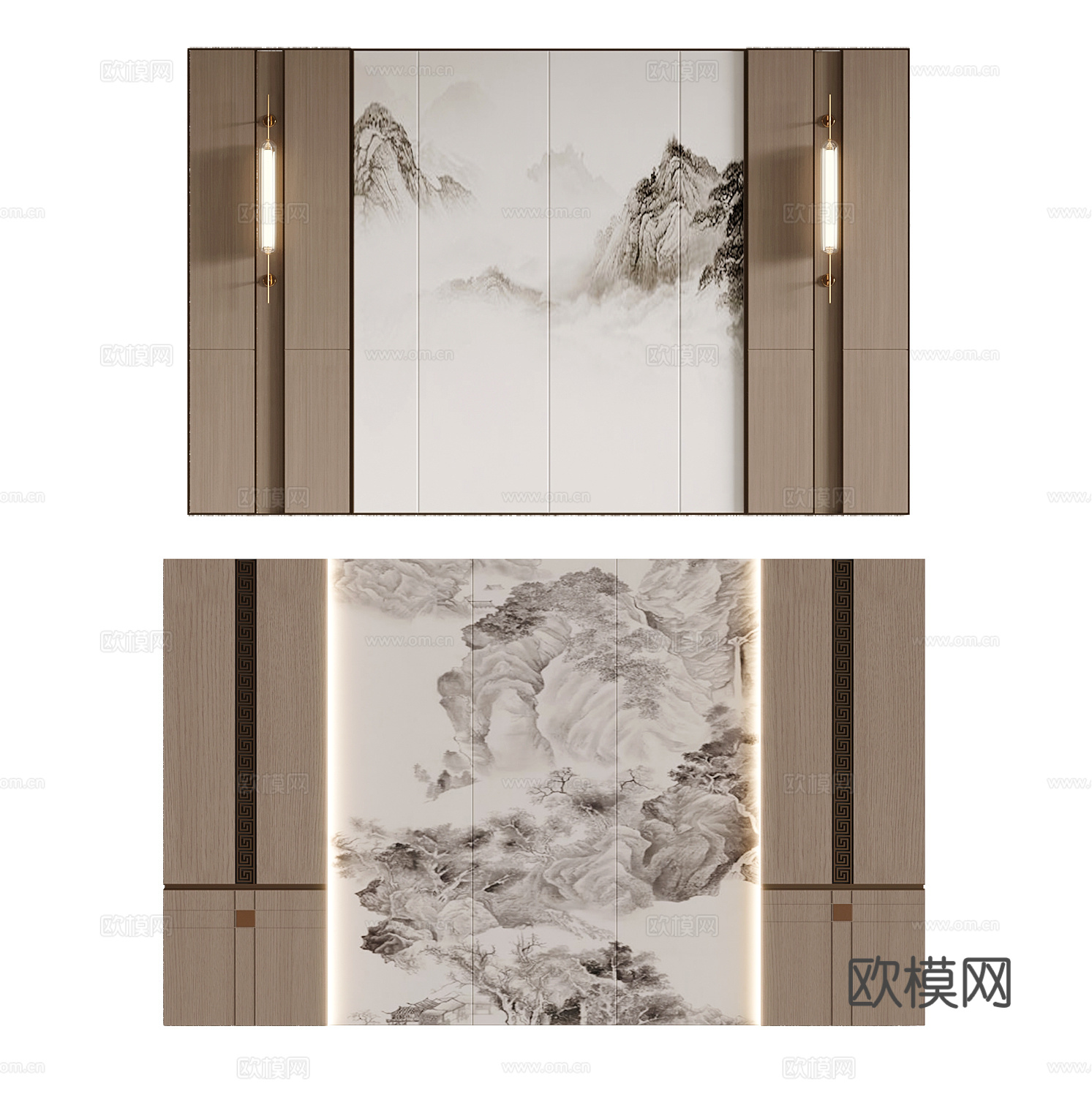 背景墙 新中式背景墙 床头背景墙 沙发背景墙su模型