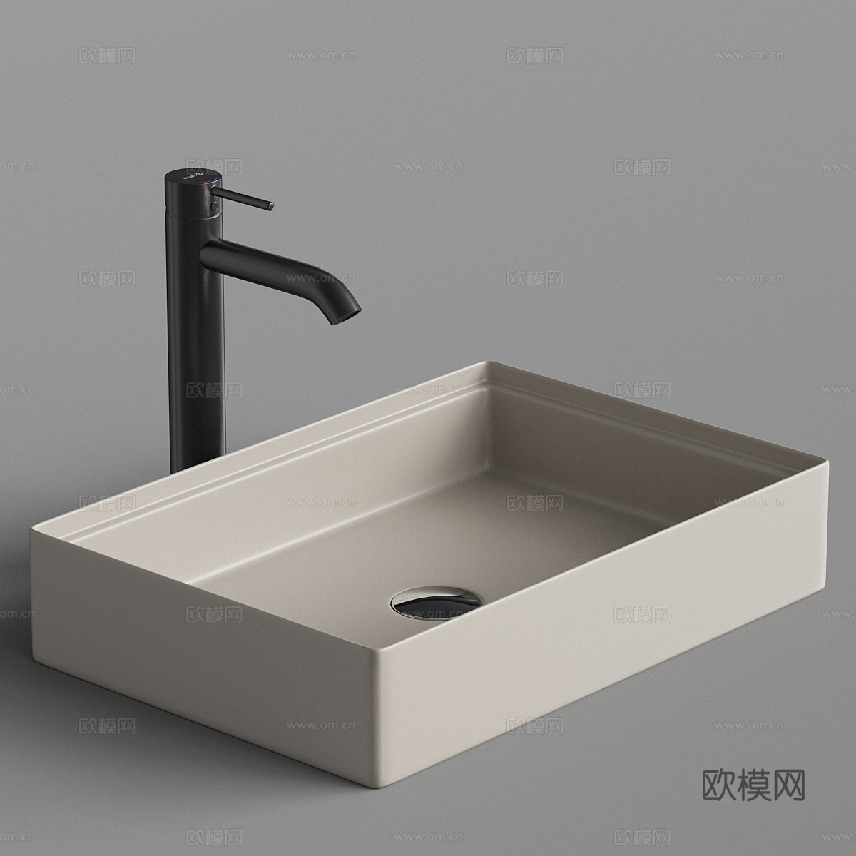 现代奶油风陶瓷台盆 洗手盆3d模型