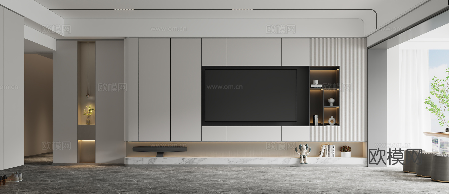 现代轻奢电视背景墙3d模型