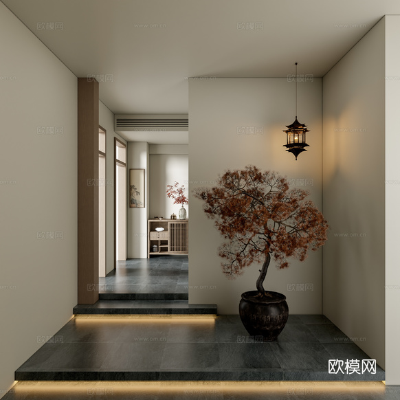 新中式玄关3d模型下载