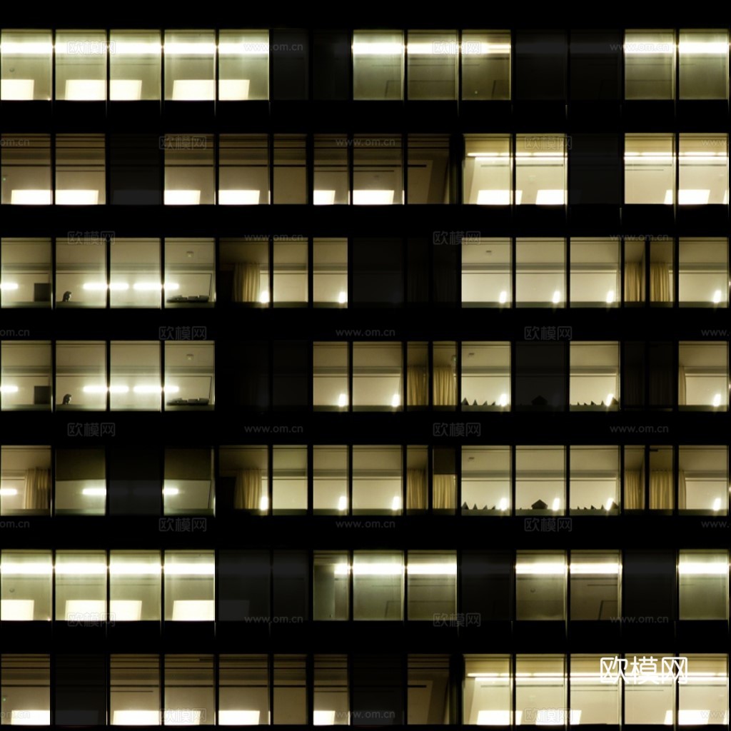 夜晚办公室窗户 外景 夜景