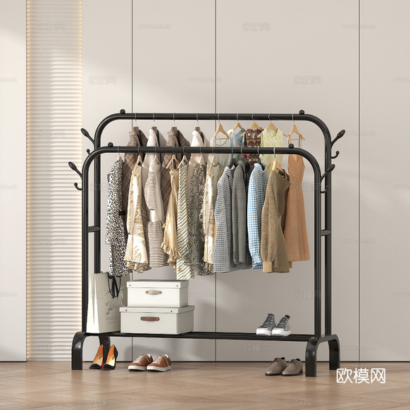现代衣架 衣服3d模型下载