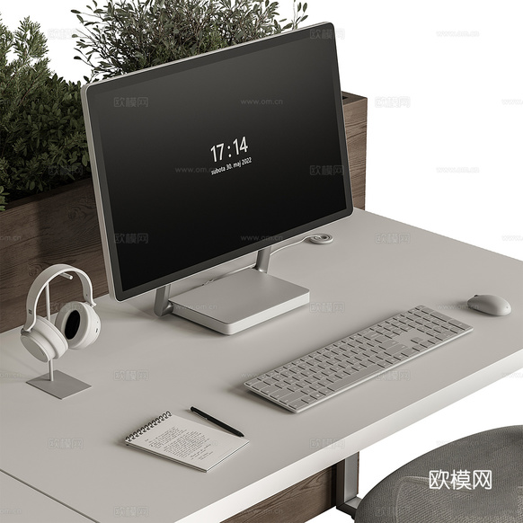 现代意式办公桌椅3d模型下载(渲染图4)