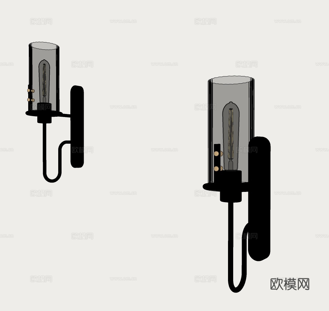轻奢壁灯 玻璃壁灯 复古床头壁灯 简约楼梯间壁灯 工业风酒店su模型