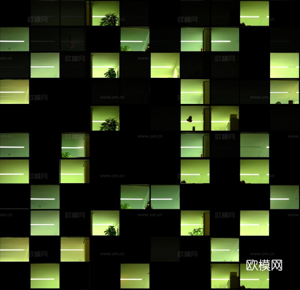 夜晚办公室窗户 外景 夜景