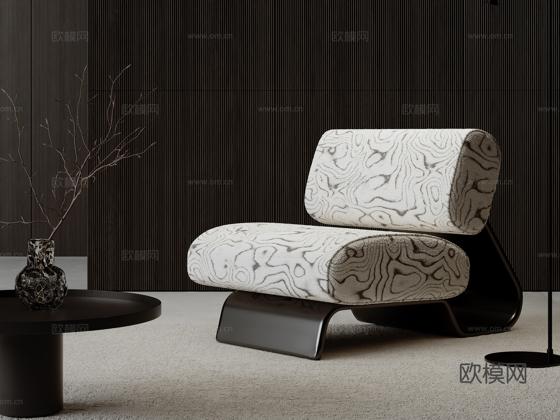 现代意式单人沙发3d模型下载